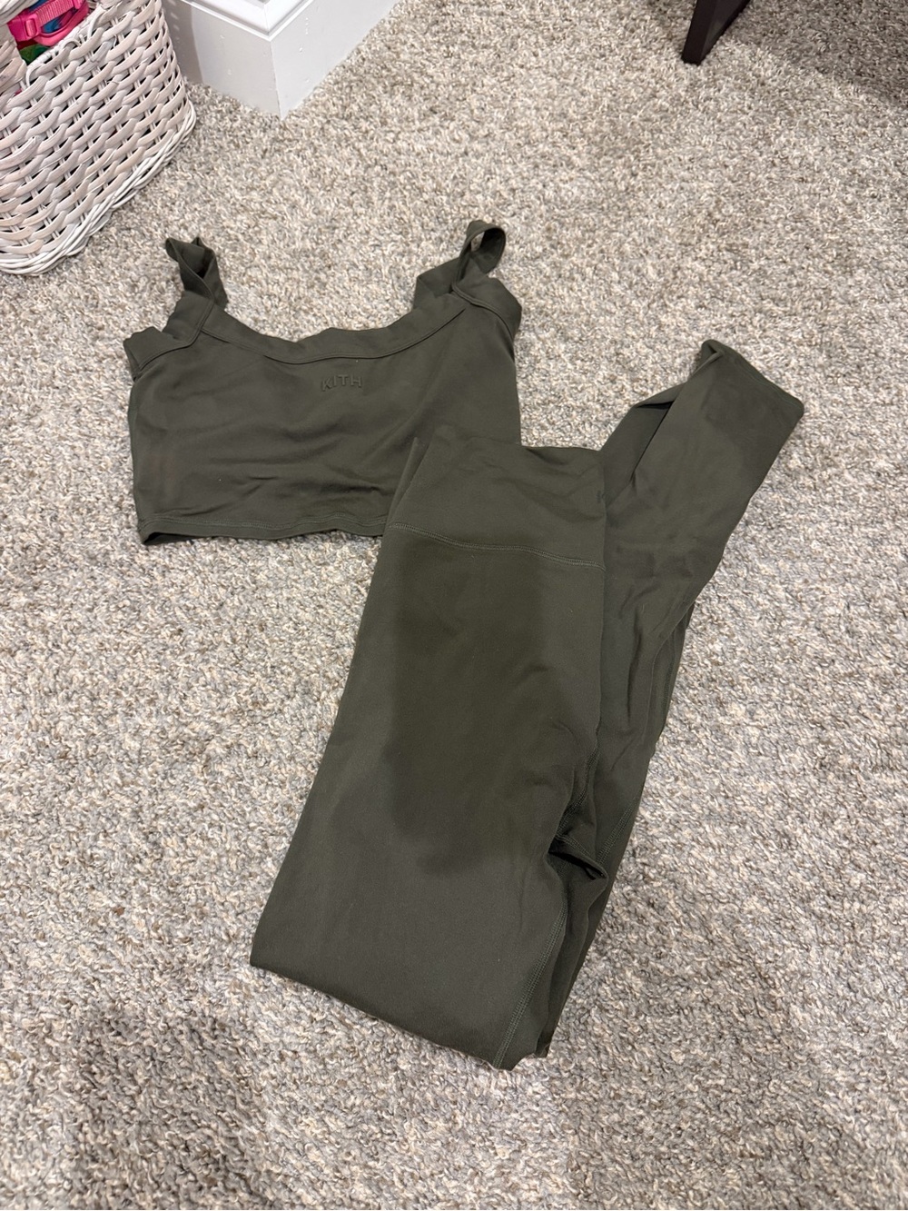 Kith Olive Green Leggings & Sports Bra Set